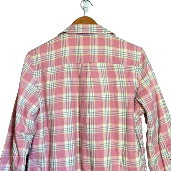 L.L. Bean pink Sherpa lined plaid shirt - Picture 6 of 8